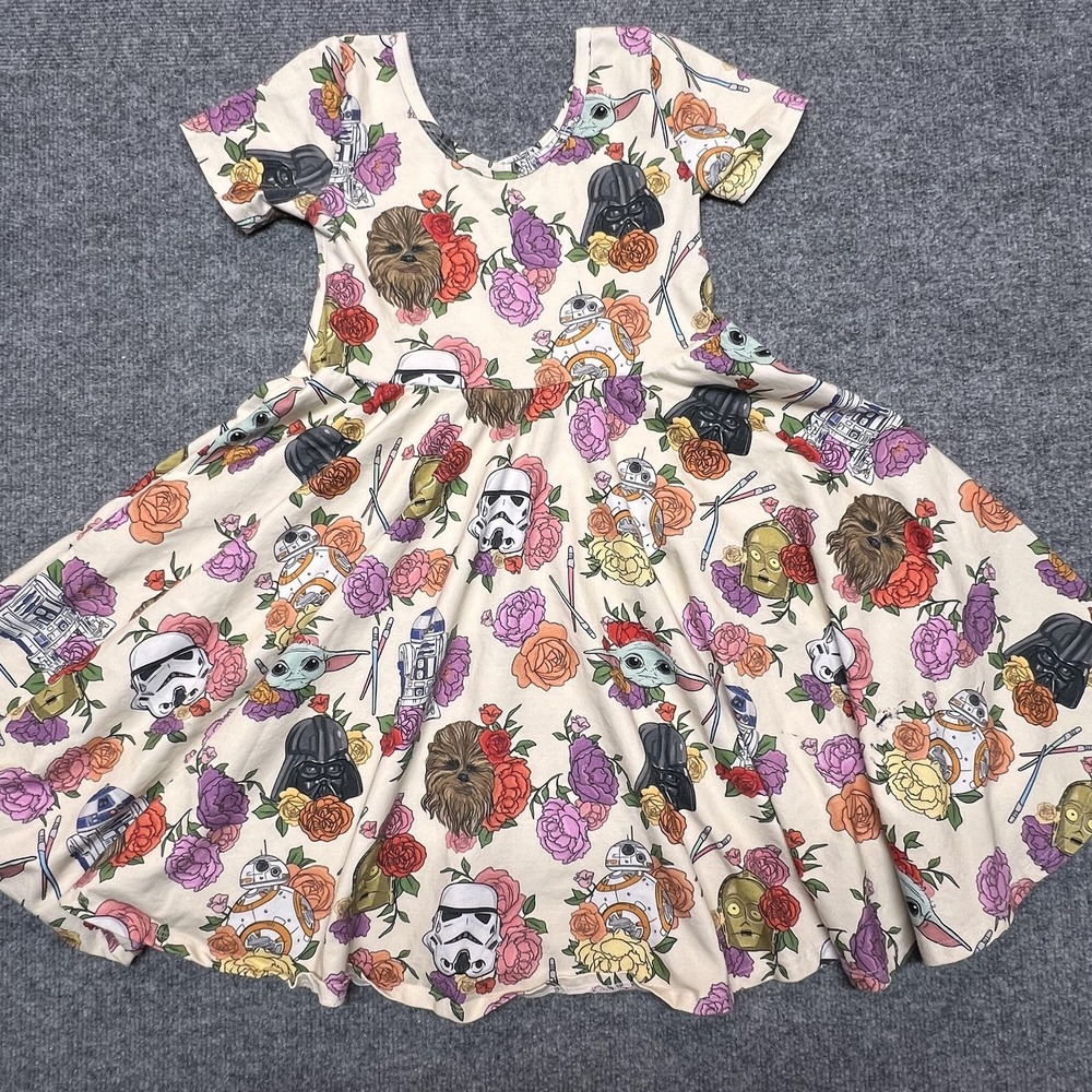Wild Rich Kids Dress Girls 11-12 Multicolor Star Wars Floral Fit & Flare Knee